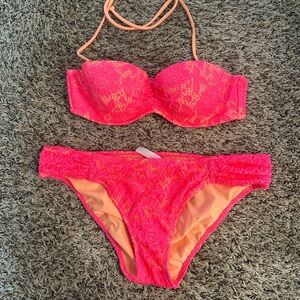 Victorias Secret Lace Bikini Orange Pink